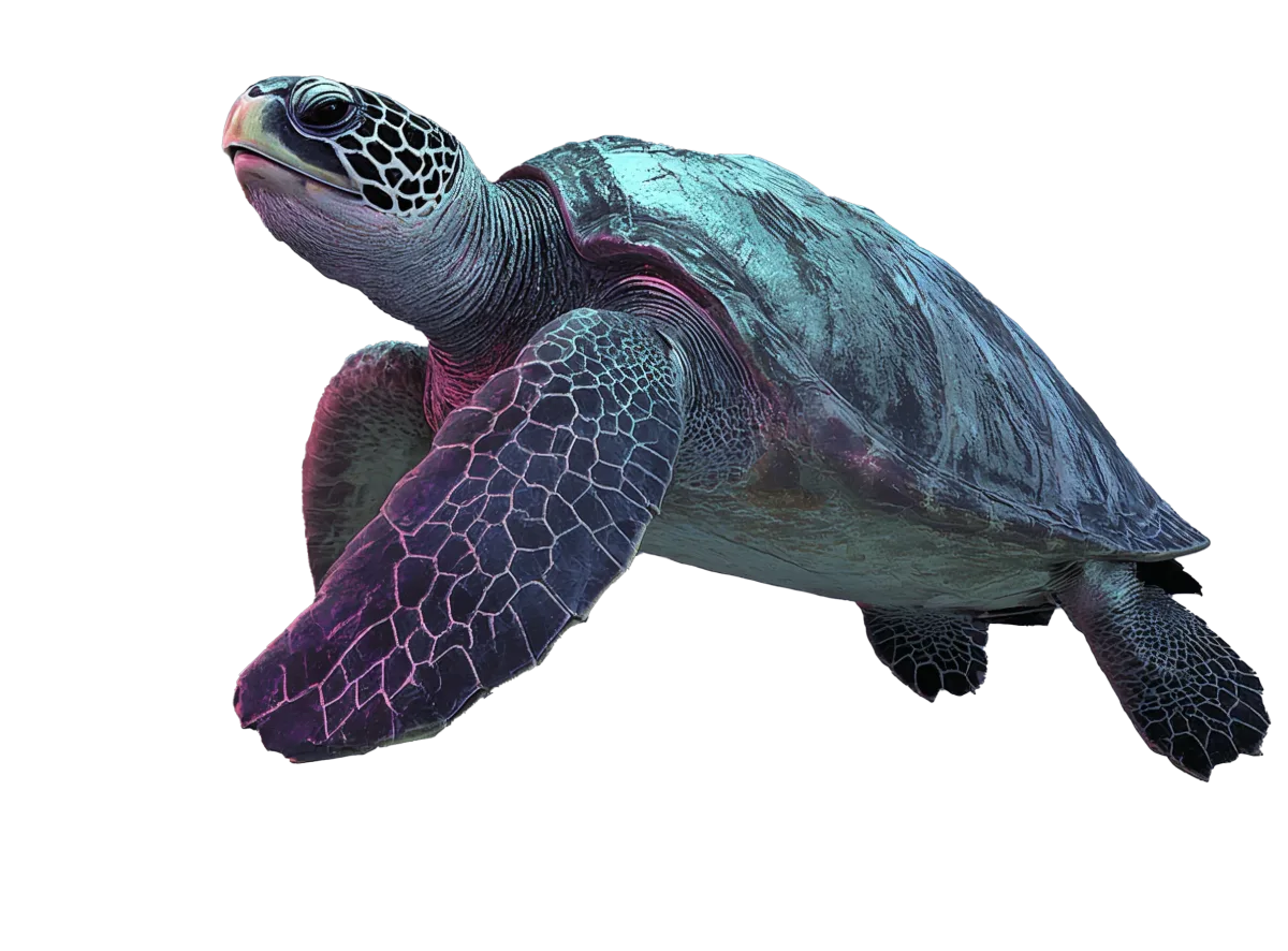 Intelligent turtle swimming in dark water, representing the AI technology prize