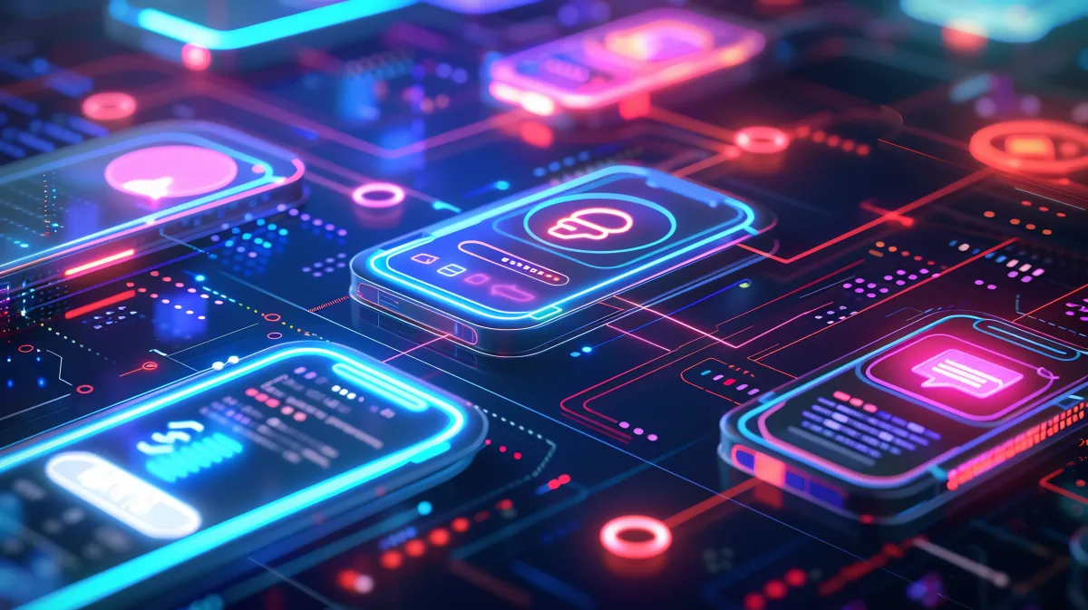 Hand holding a smartphone with application icons displayed